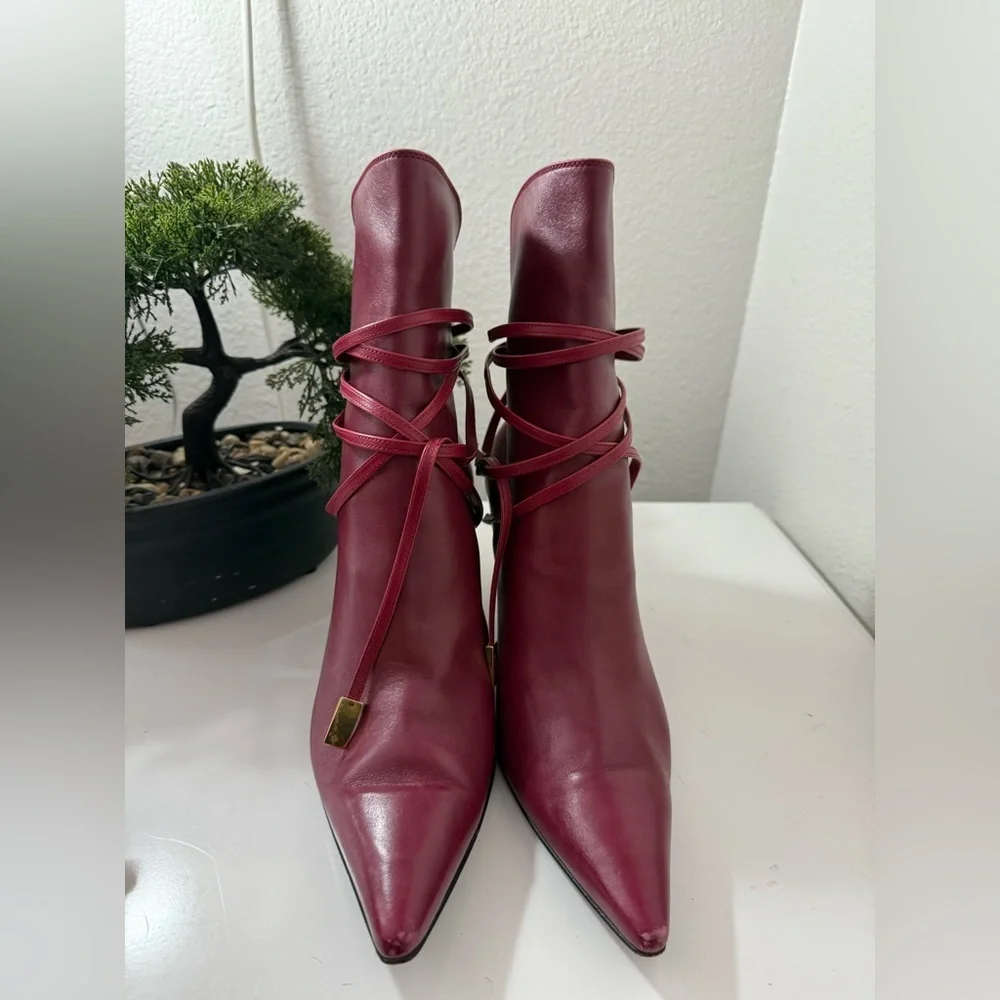 Versace Red Heeled Boots - Picture 3 of 10